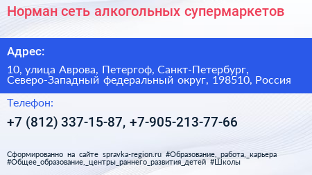 Норман сеть алкогольных супермаркетов - визитка