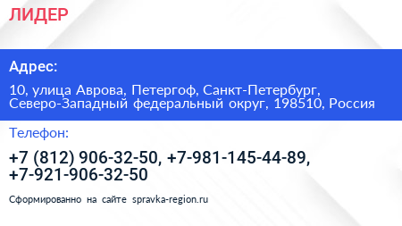 ЛИДЕР - визитка