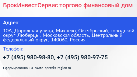 БрокИнвестСервис торгово финансовый дом - визитка