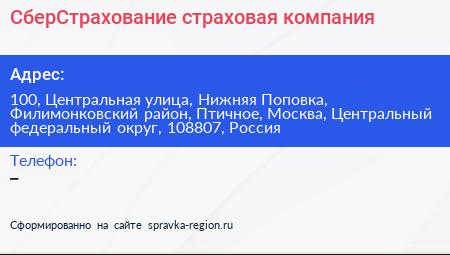 СберСтрахование страховая компания - визитка