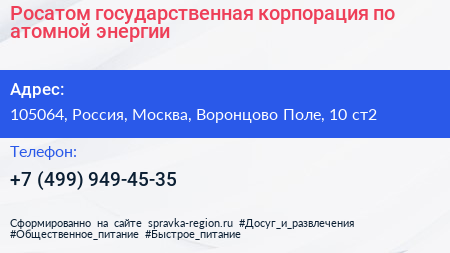 Росатом государственная корпорация по атомной энергии - визитка