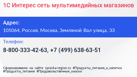 1С Интерес сеть мультимедийных магазинов - визитка