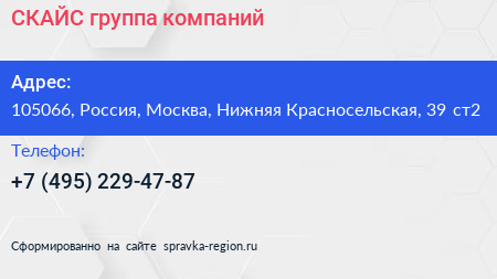 СКАЙС группа компаний - визитка