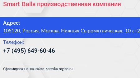 Smart Balls производственная компания - визитка