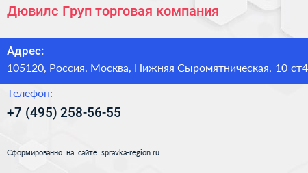 Дювилс Груп торговая компания - визитка