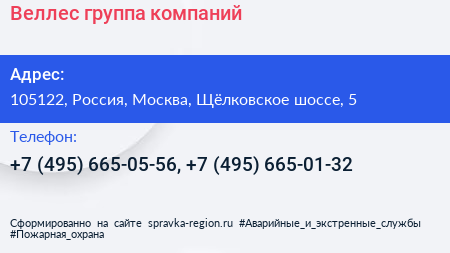 Веллес группа компаний - визитка
