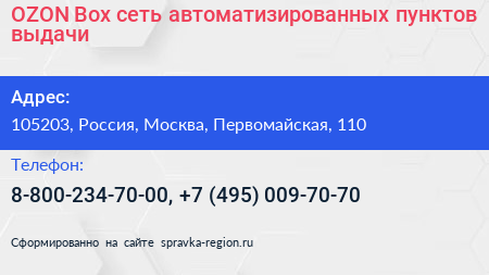 OZON Box сеть автоматизированных пунктов выдачи - визитка