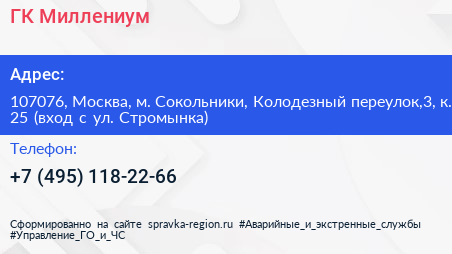 ГК Миллениум - визитка