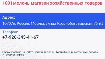 1001 мелочь магазин хозяйственных товаров - визитка