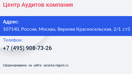 Центр Аудитов компания - визитка