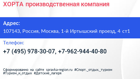 ХОРТА производственная компания - визитка