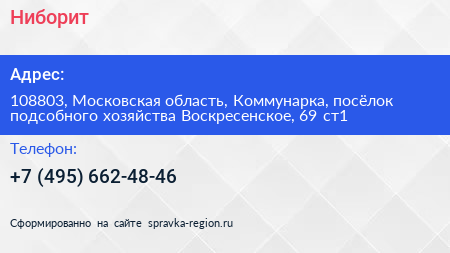 Ниборит - визитка