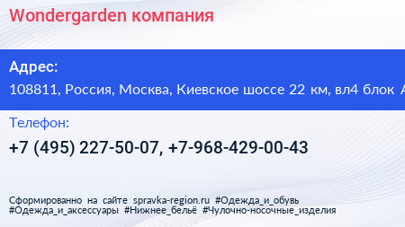 Wondergarden компания - визитка