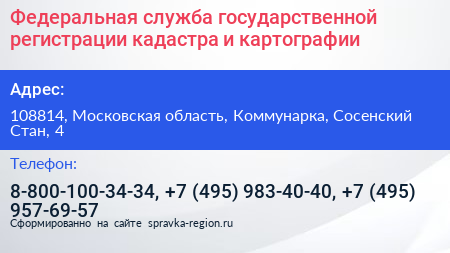 Федеральная служба государственной регистрации кадастра и картографии - визитка
