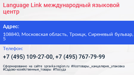 Language Link международный языковой центр - визитка