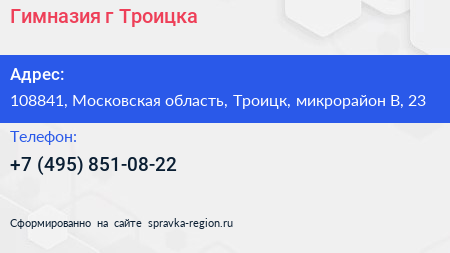 Гимназия г Троицка - визитка