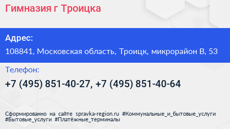 Гимназия г Троицка - визитка