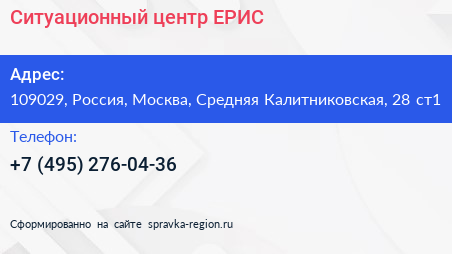 Ситуационный центр ЕРИС - визитка