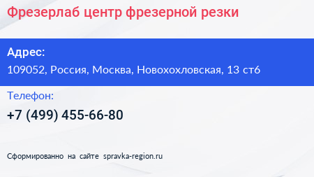 Фрезерлаб центр фрезерной резки - визитка
