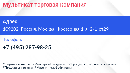 Мультикат торговая компания - визитка
