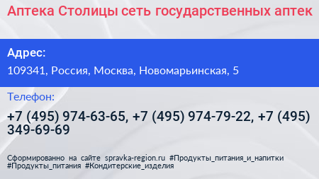 Аптека Столицы сеть государственных аптек - визитка