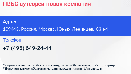 НВБС аутсорсинговая компания - визитка