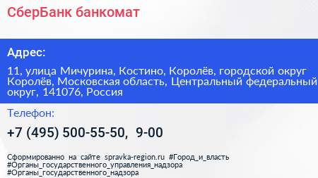 СберБанк банкомат - визитка