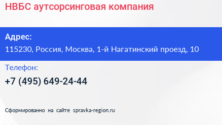 НВБС аутсорсинговая компания - визитка