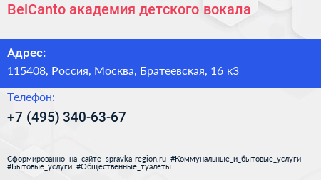 BelCanto академия детского вокала - визитка