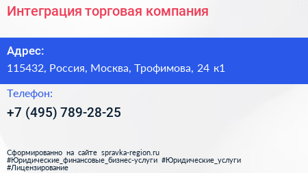 Нажмите, чтобы скачать визитку Интеграция торговая компания - визитка