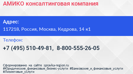 АМИКО консалтинговая компания - визитка