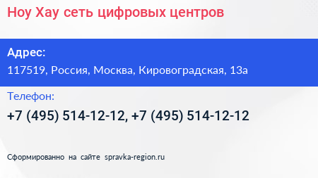 Ноу Хау сеть цифровых центров - визитка