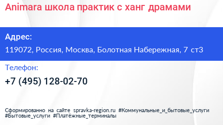Animara школа практик с ханг драмами - визитка