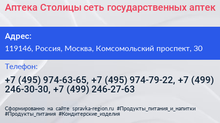 Аптека Столицы сеть государственных аптек - визитка