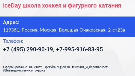 iceDay школа хоккея и фигурного катания - визитка