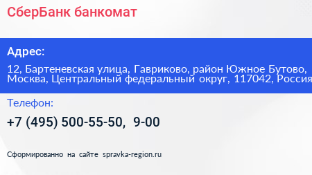 СберБанк банкомат - визитка