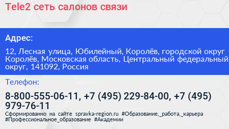 Tele2 сеть салонов связи - визитка