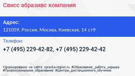 Свисс абразивс компания - визитка