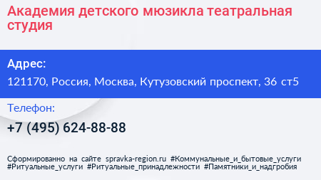 Академия детского мюзикла театральная студия - визитка