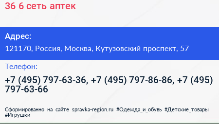 36 6 сеть аптек - визитка