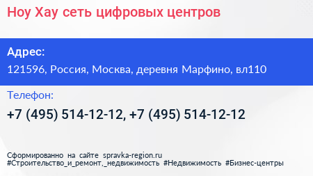 Ноу Хау сеть цифровых центров - визитка