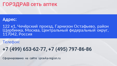 ГОРЗДРАВ сеть аптек - визитка