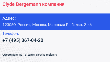Clyde Bergemann компания - визитка