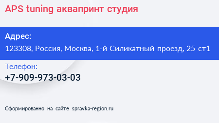 APS tuning аквапринт студия - визитка