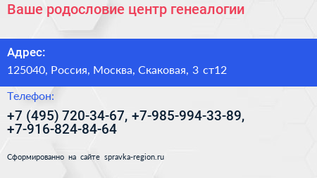 Ваше родословие центр генеалогии - визитка