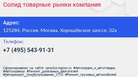 Солид товарные рынки компания - визитка