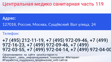 Центральная медико санитарная часть 119 - визитка