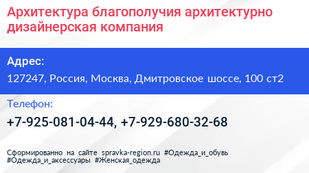 Архитектура благополучия архитектурно дизайнерская компания - визитка