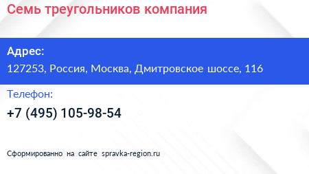Нажмите, чтобы скачать визитку Семь треугольников компания - визитка
