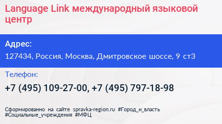 Language Link международный языковой центр - визитка